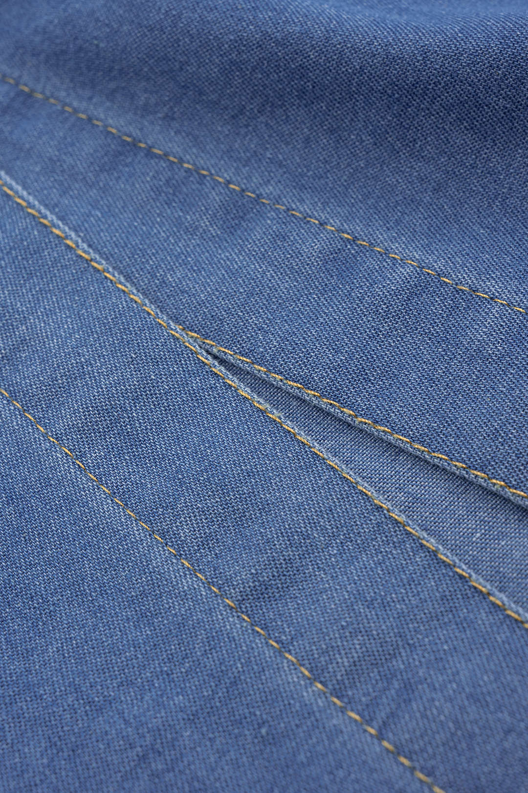 Denim V-Neck Ruched Button Tie-Up Short Sleeve Dress