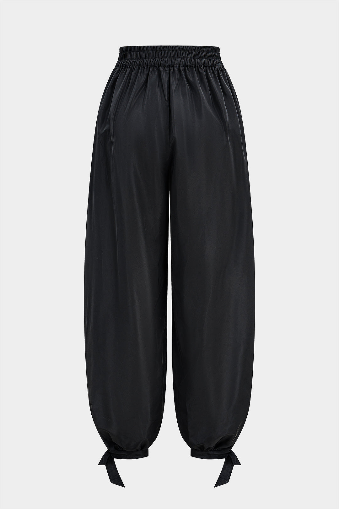 Tie-Up Shirred Waistband Wide Leg Pants