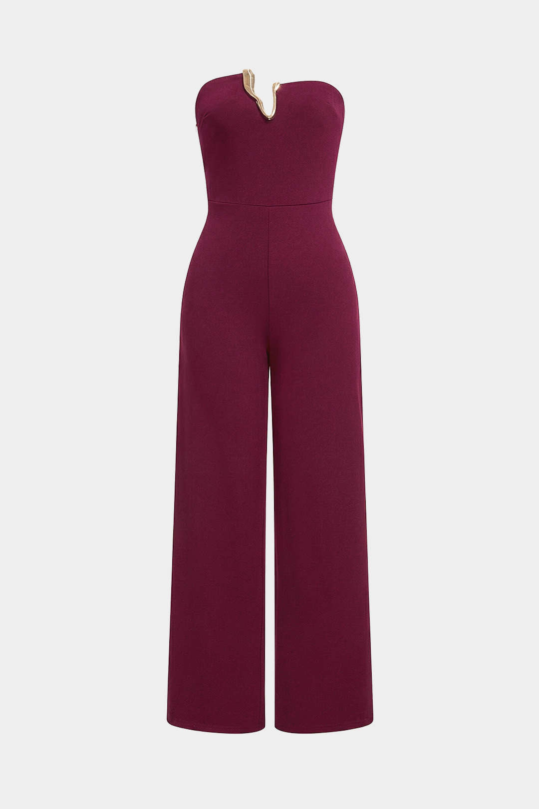 Irregular Metallic Strapless Wide Leg Jumpsuit