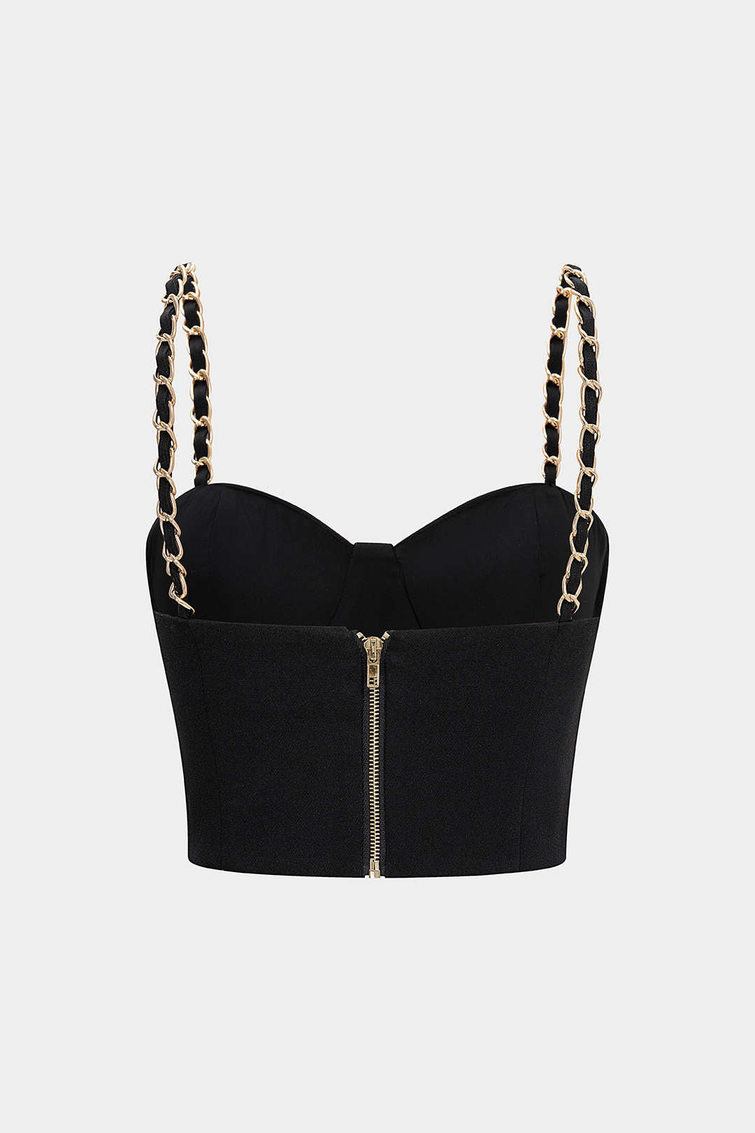 Metallic Chain Zipper Cami Top