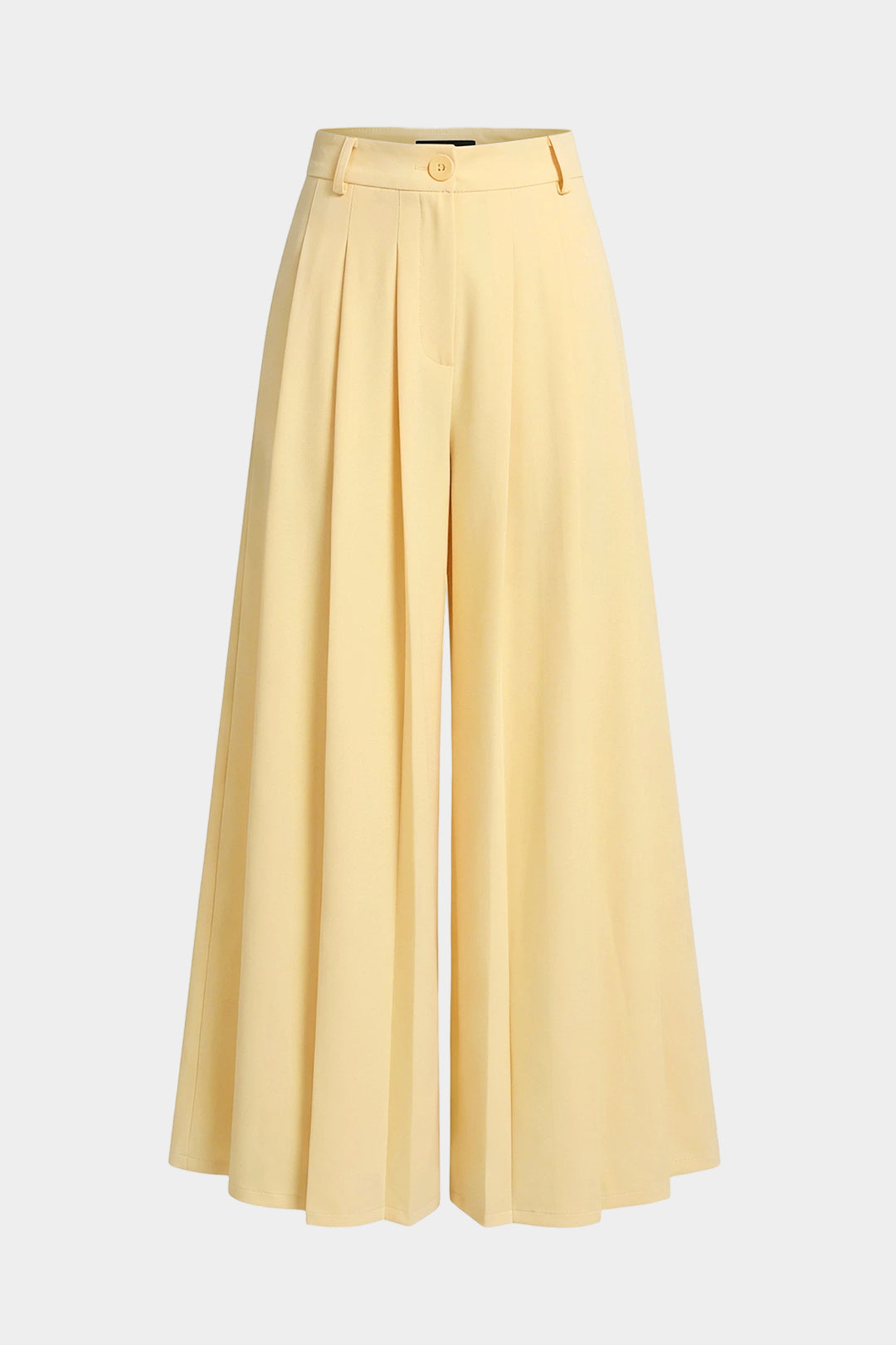 Solid Pleated Wide Leg Pants