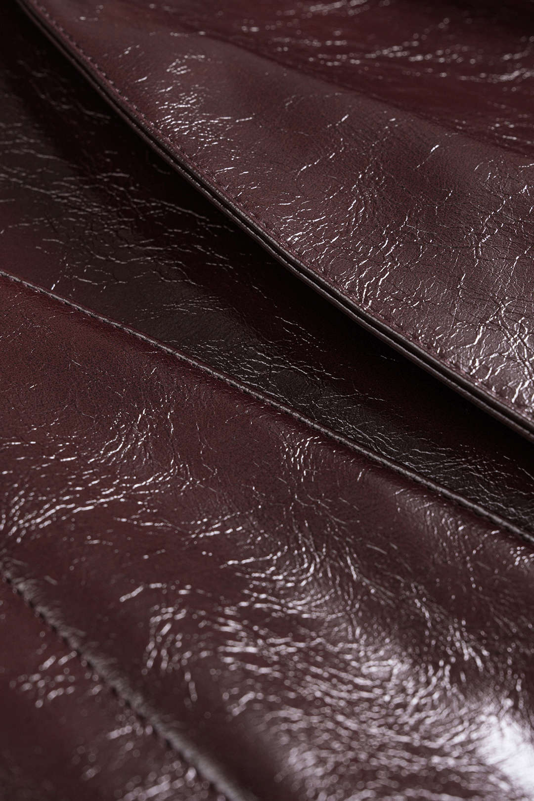 Faux Leather Pleated Stitching Detail Skirt
