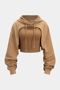 Knit Patchwork Drawstring Hoodie