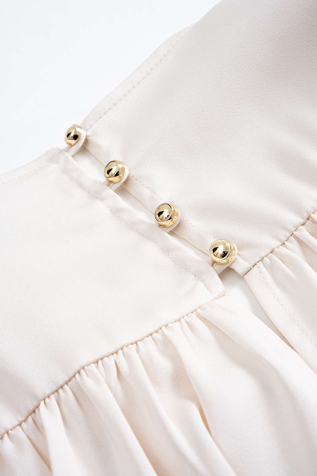 Satin V-Neck Ruched Long-Sleeve Shirt