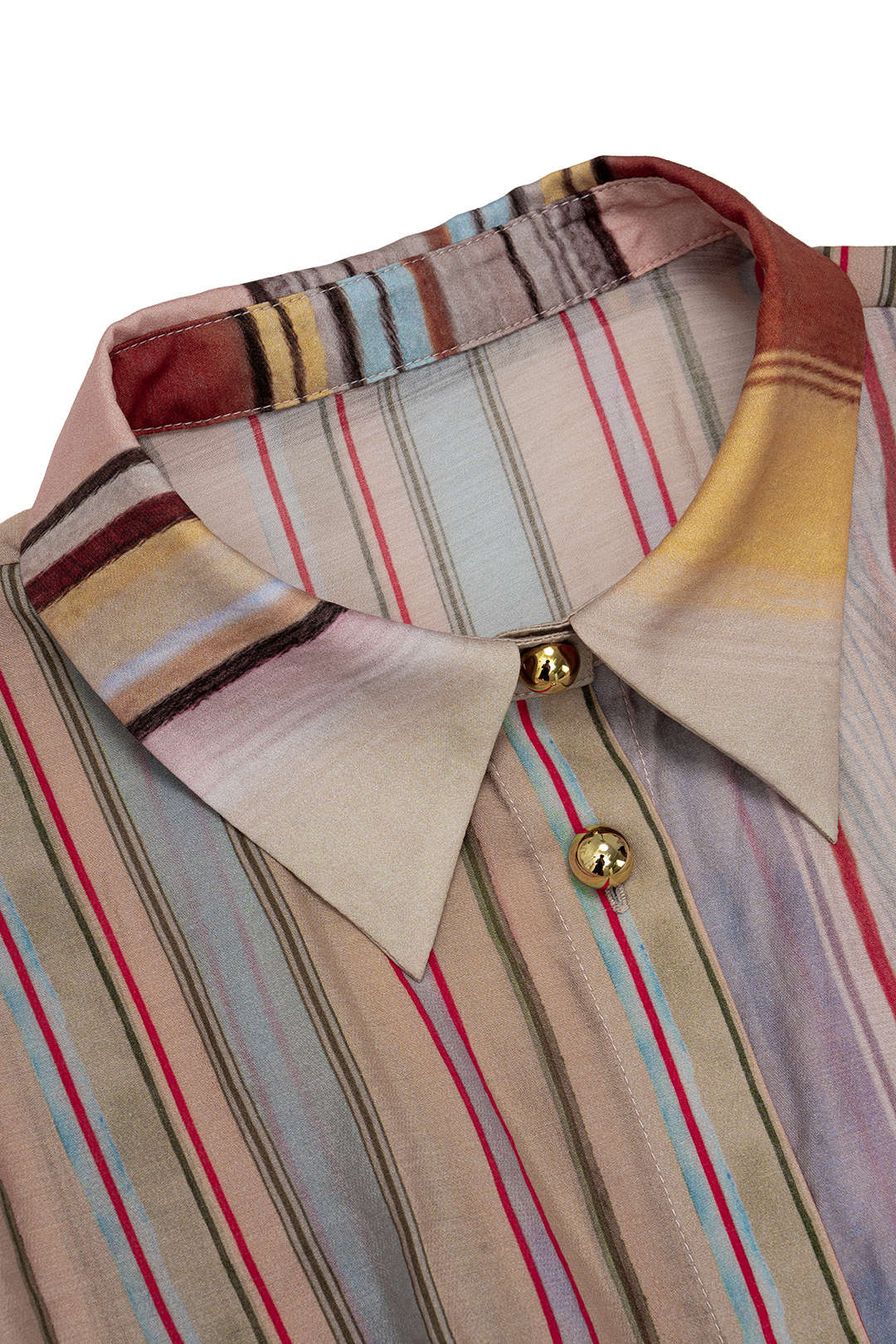 Stripes Print Button Tie-Up Asymmetrical Short-Sleeve Shirt