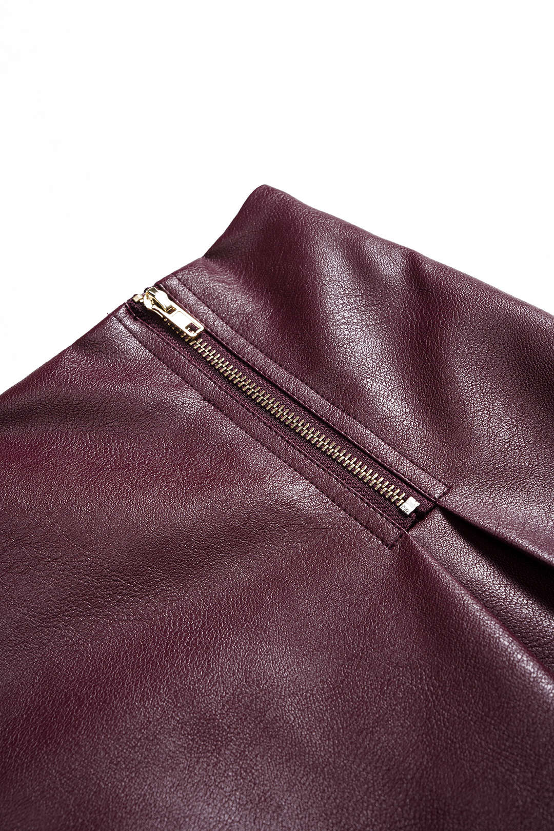 Faux Leather Zipper High Waist Skirt