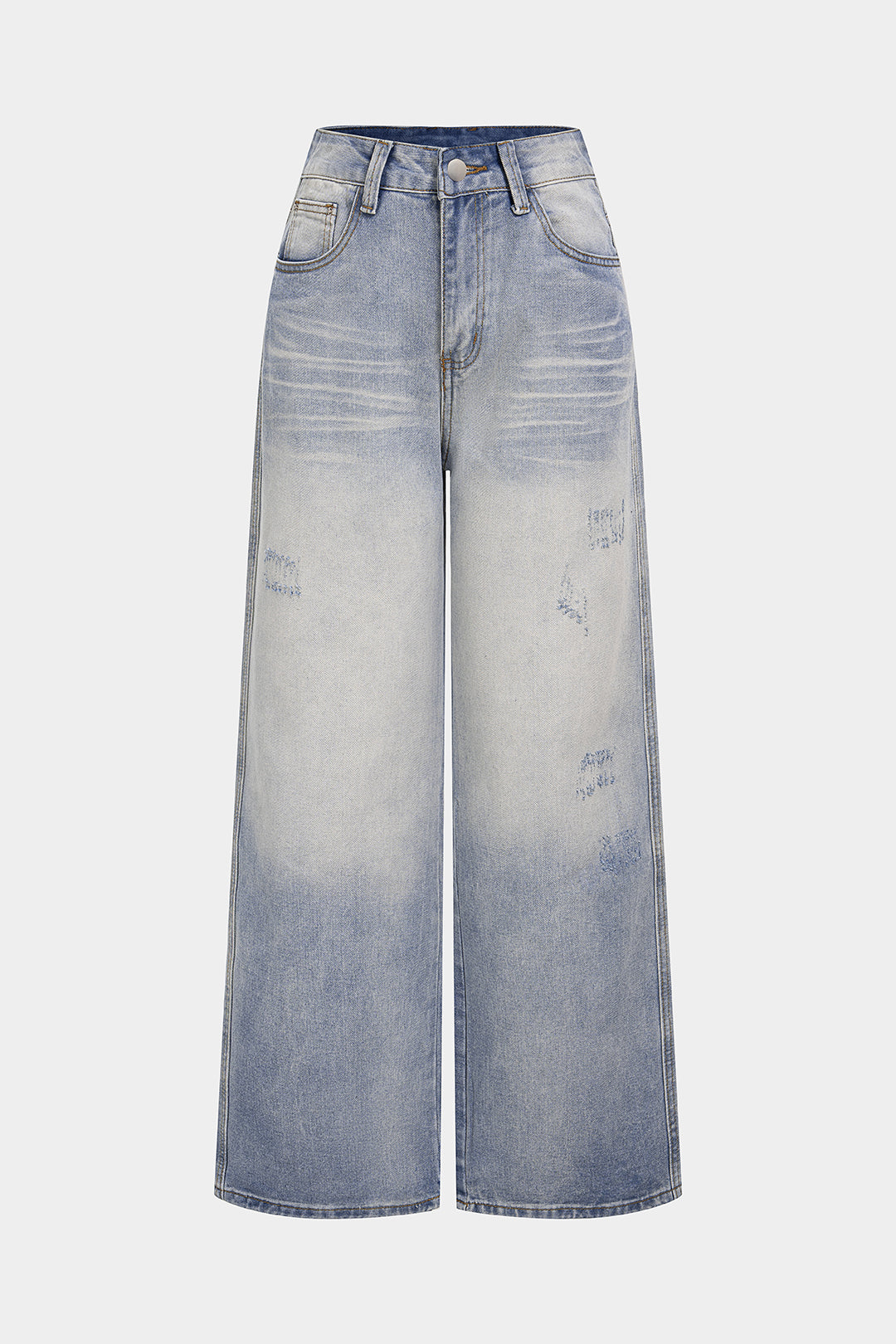 Denim Ripped Straight Leg Jeans