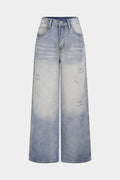 Denim Ripped Straight Leg Jeans