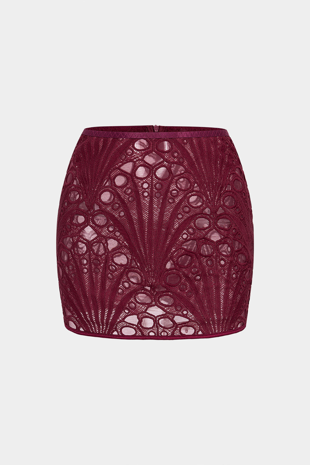 Embroidery Zipper Cut Out Mini Skirt