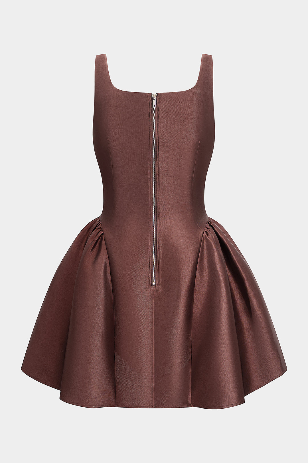 Satin Puff Hem Sleeveless Mini Dress