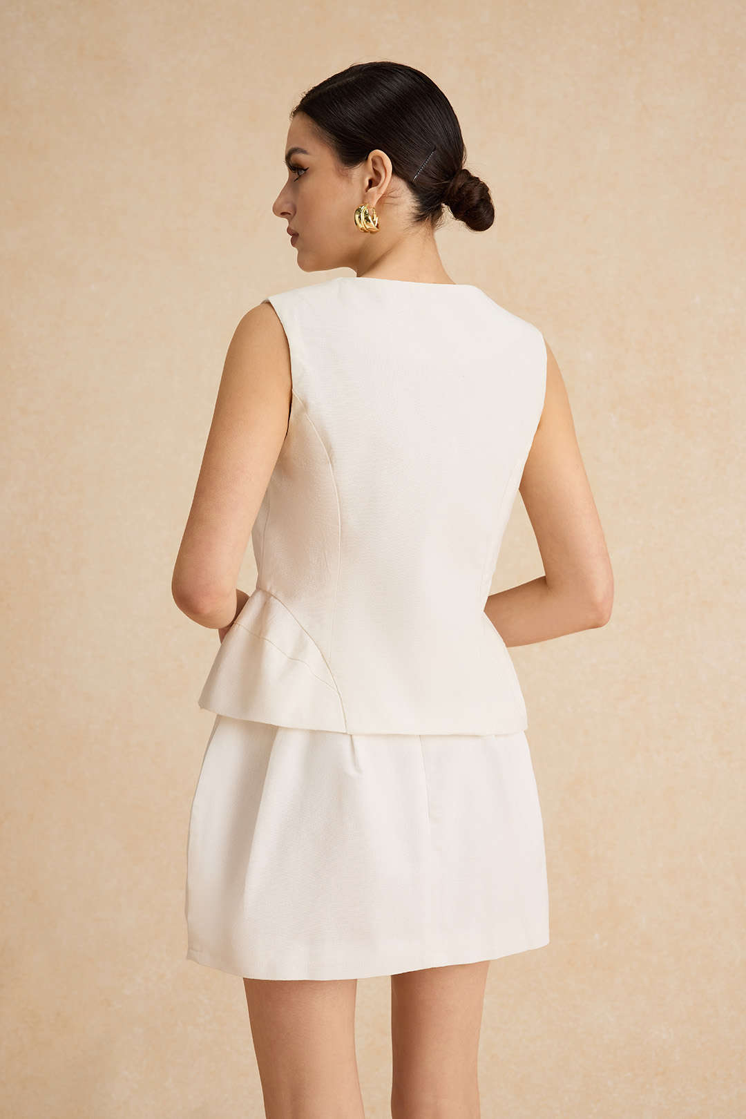 Linen Ruched Zipper Skirt