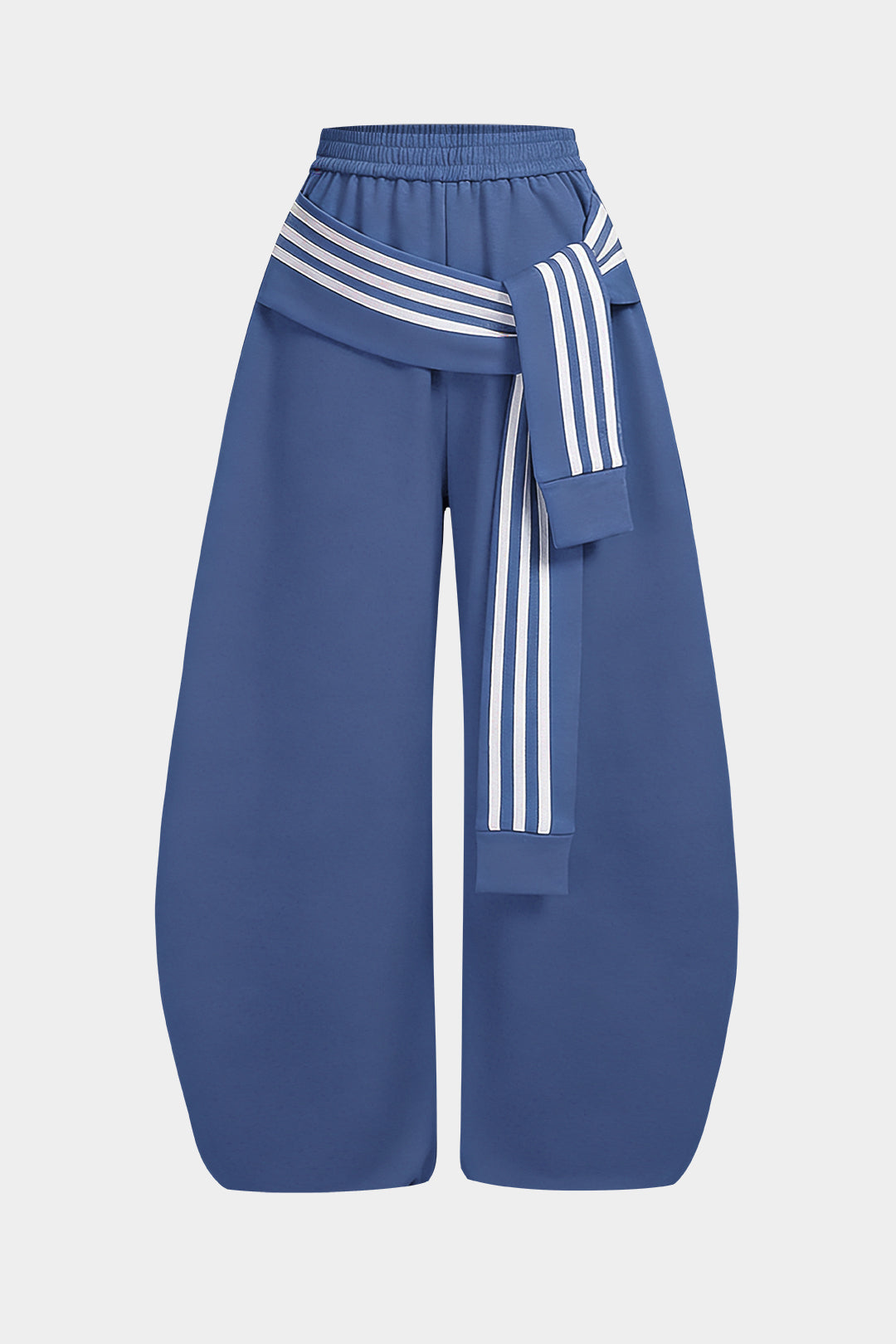 Contrast Striped Knotted High Waist Pants
