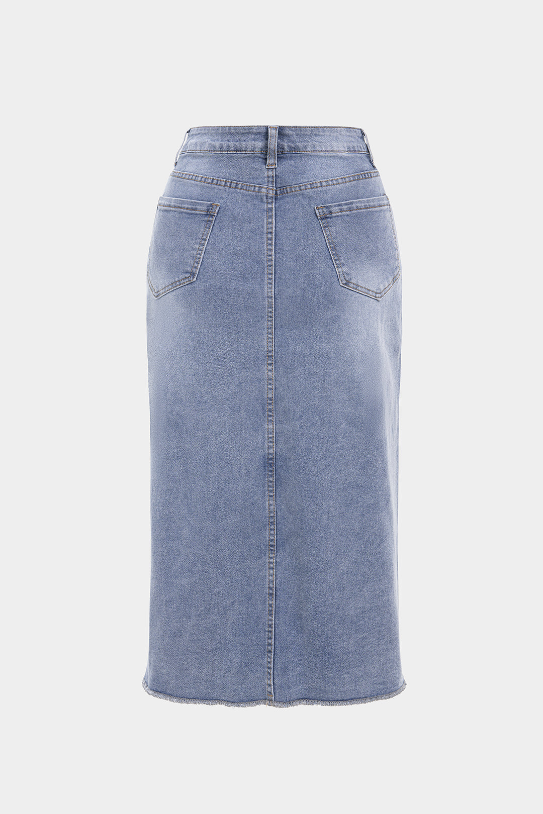 Denim Frayed Ripped High Waist Skirt