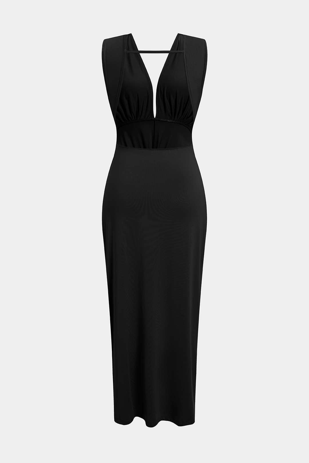 Ruched Twist Knot Backless Sleeveless Midi Dress