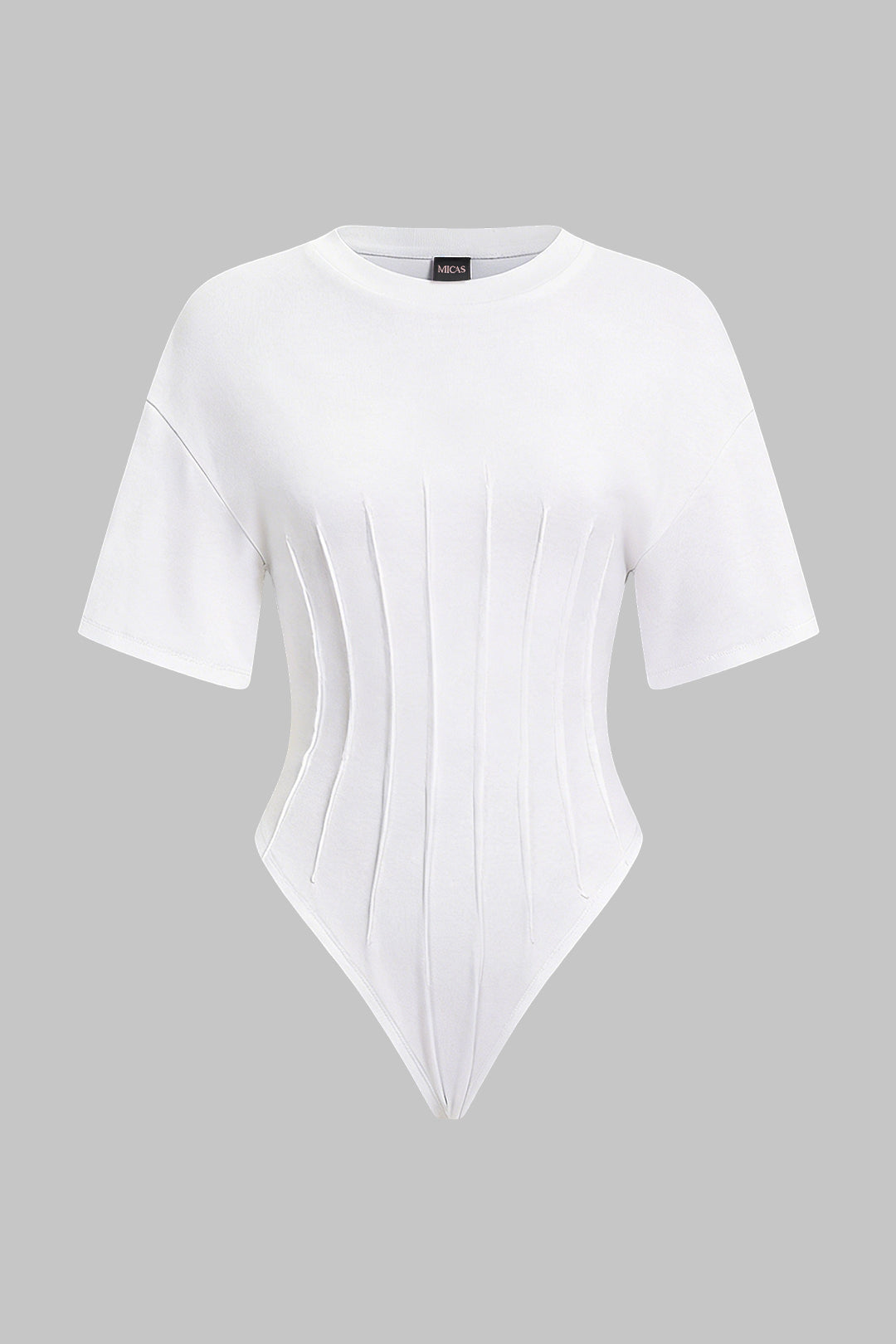 Solid Round Neck Short Sleeve Bodysuit
