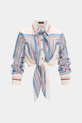 Geometric Print Tie Front Shirt
