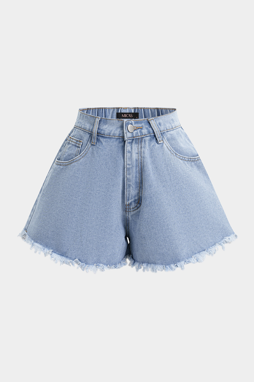 Denim Frayed Pocket Wide Leg Shorts