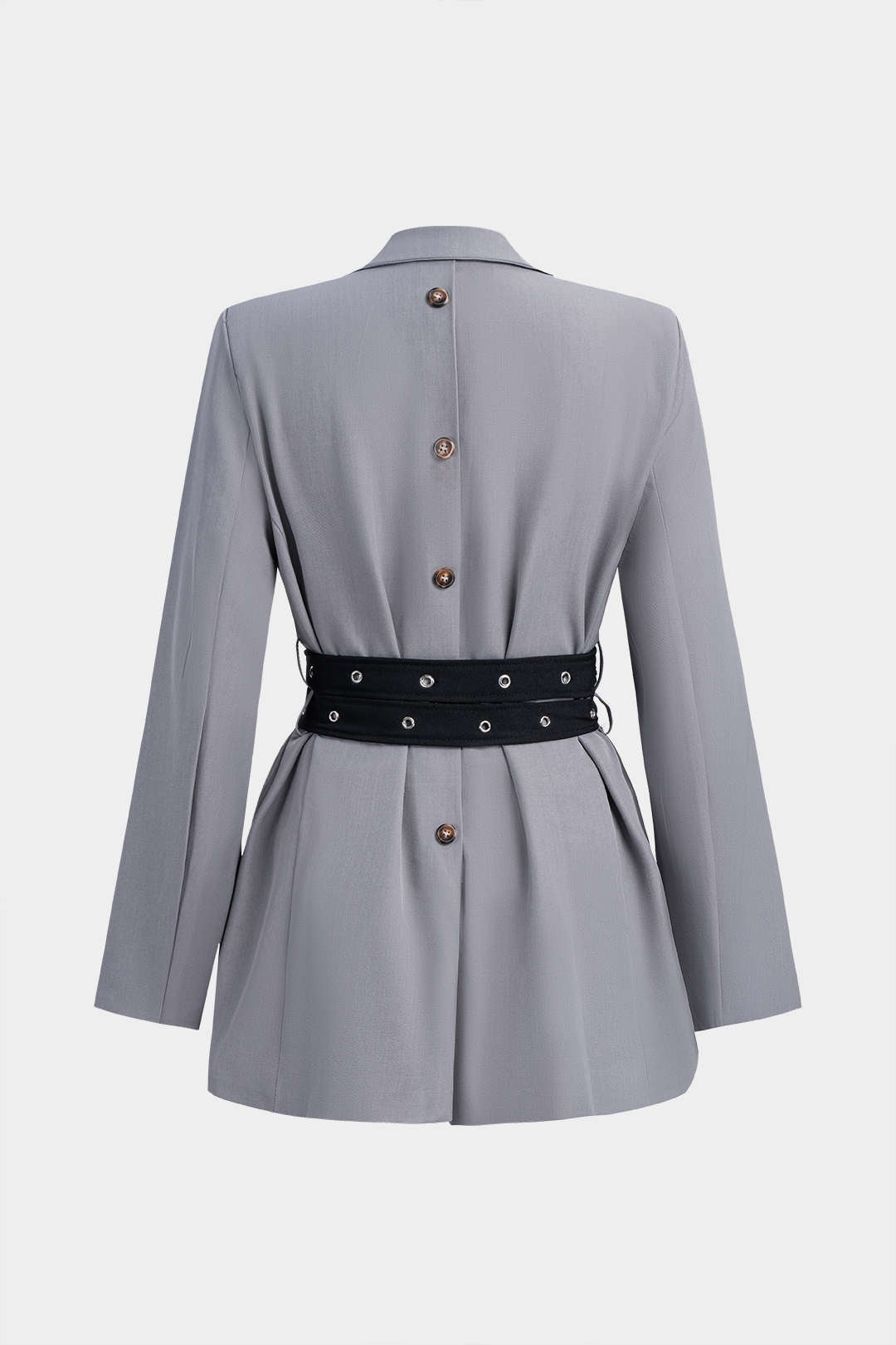 Tie-Up Waist Cinching Long Sleeve Blazer