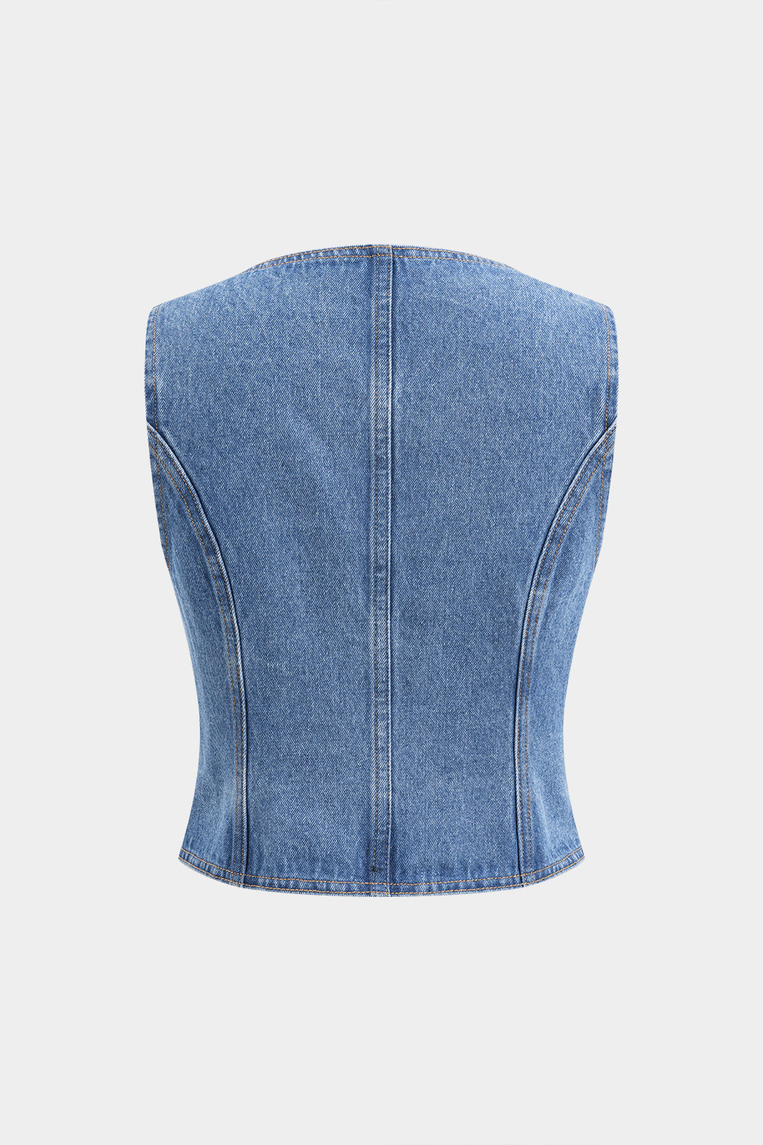 Denim Button Bustier Square Neck Crop Top