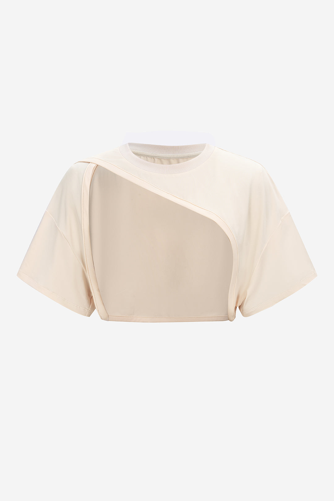 Contrast Asymmetrical Round Neck Two-Piece Short Sleeve Top