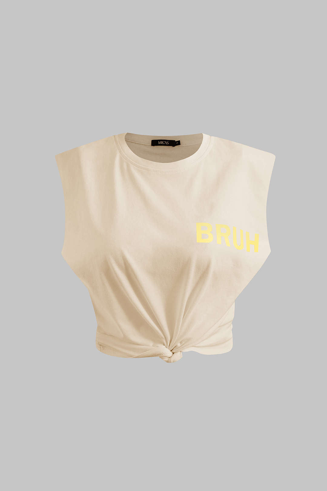 Bruh Print Sleeveless T-shirt