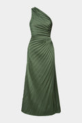 One Shoulder Asymmetrical Ruched Backless Sleeveless Maxi Dress