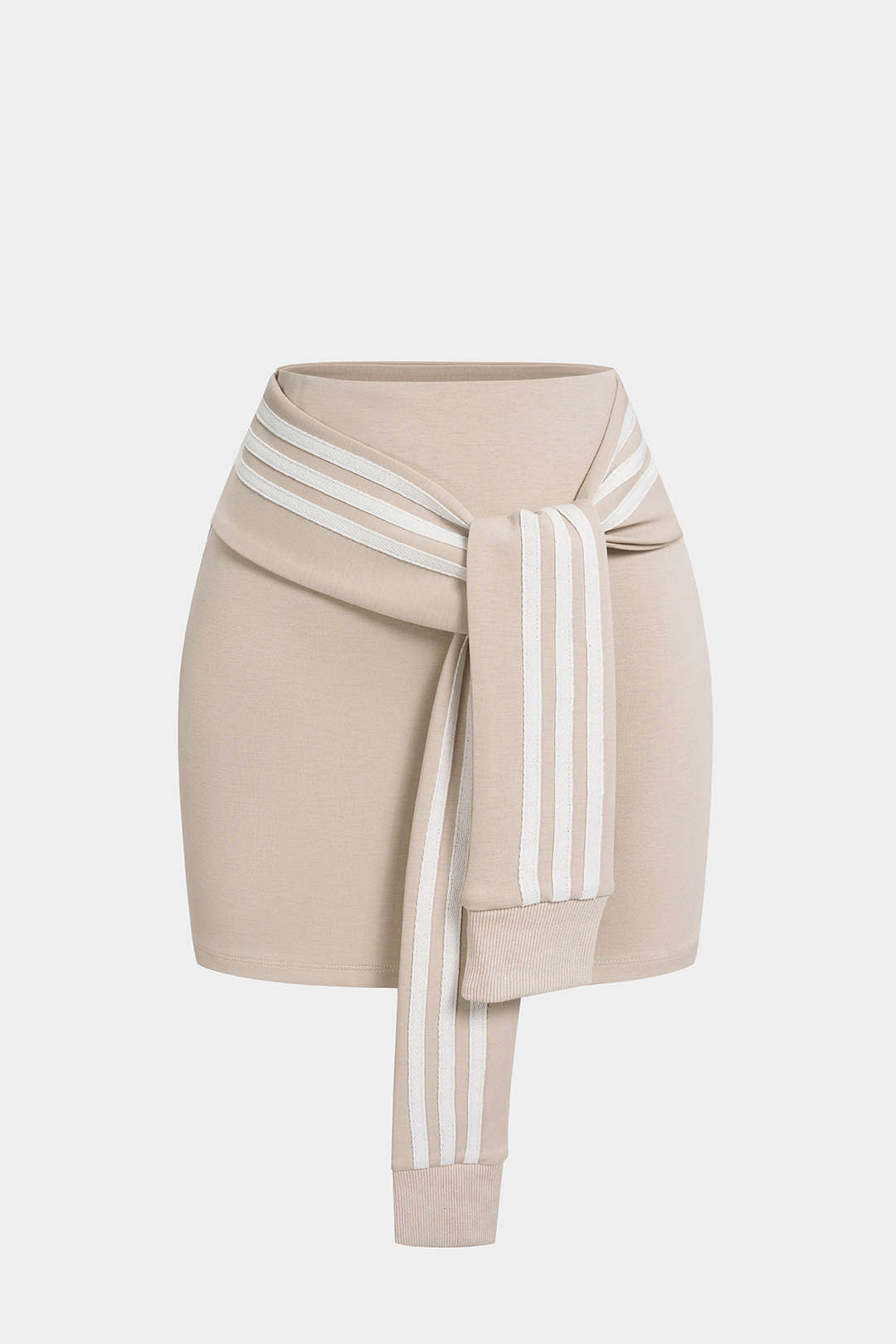 Contrast Stripes Tie-Up Skirt