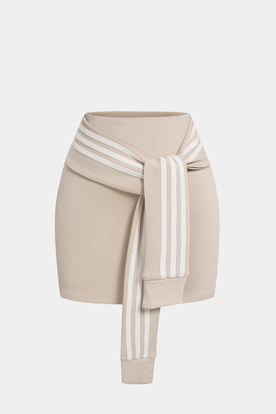 Contrast Stripes Tie-Up Skirt