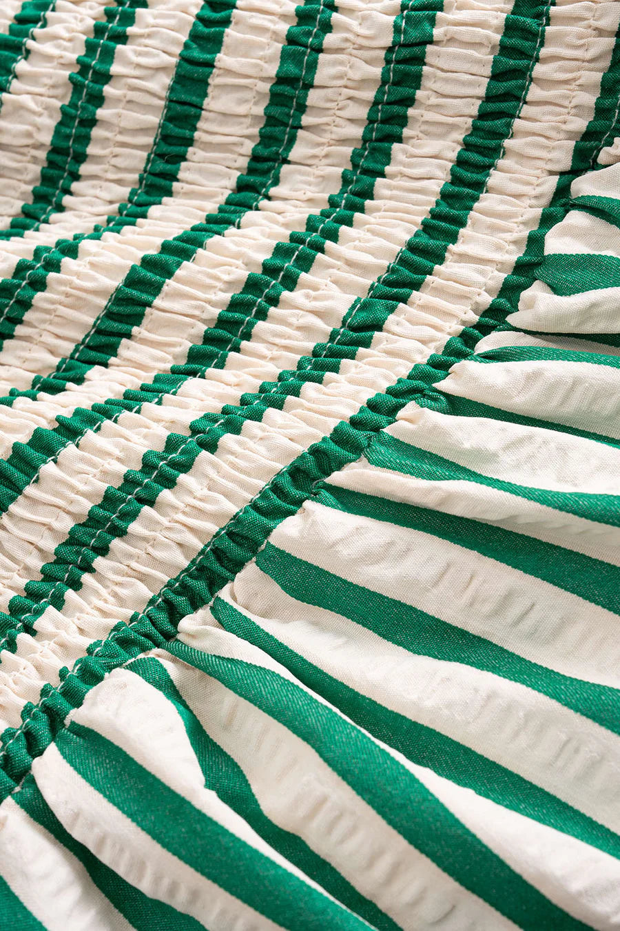 Stripes Print Smocked Strapless Backless Sleeveless Mini Dress