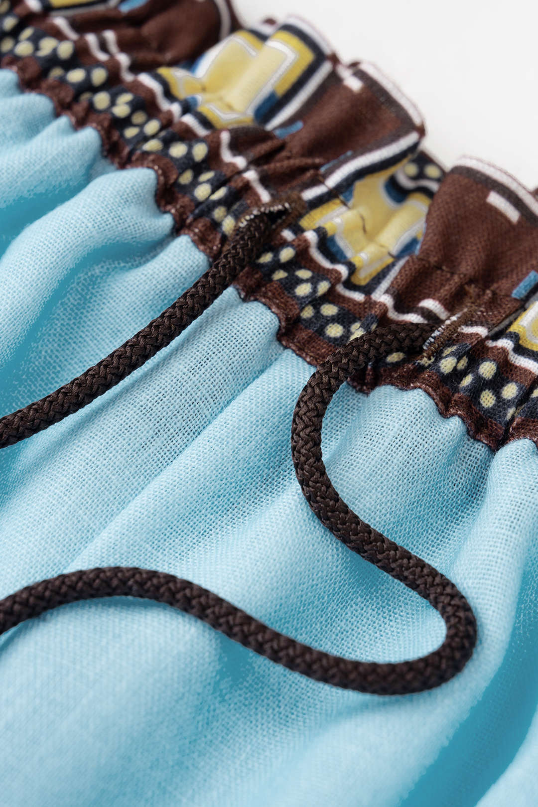 Geometric Print Linen Drawstring Shorts