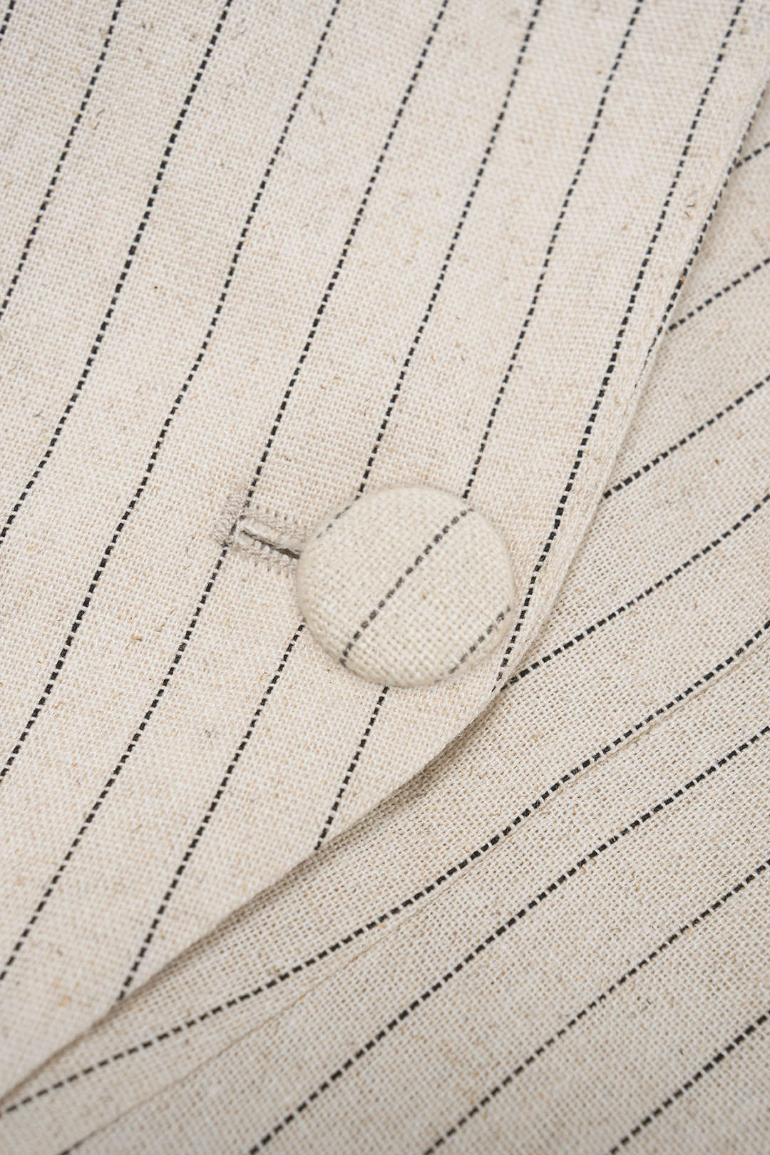 Stripes Print Linen Notched Lapel Tie Back Blazer And Wide Leg Pants Set