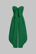 Strapless Tie-Up Ruched Sleeveless Jumpsuit