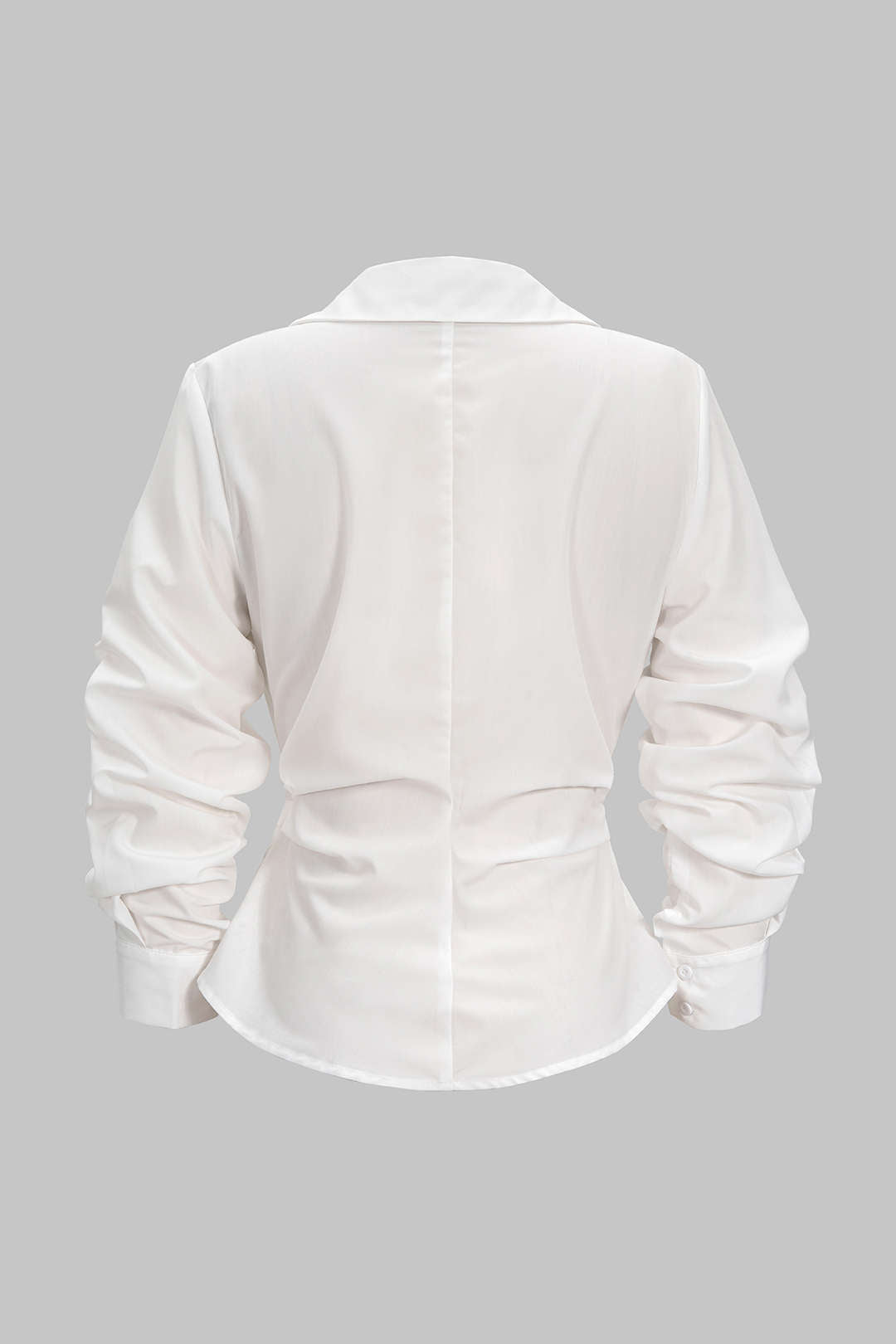 Button Irregular Ruched Long-Sleeve Shirt