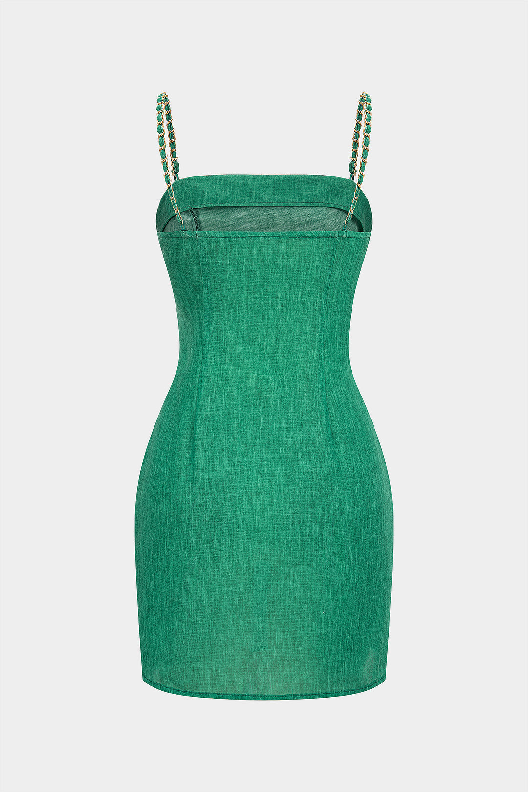 Metallic Chain Asymmetrical Sleeveless Mini Dress