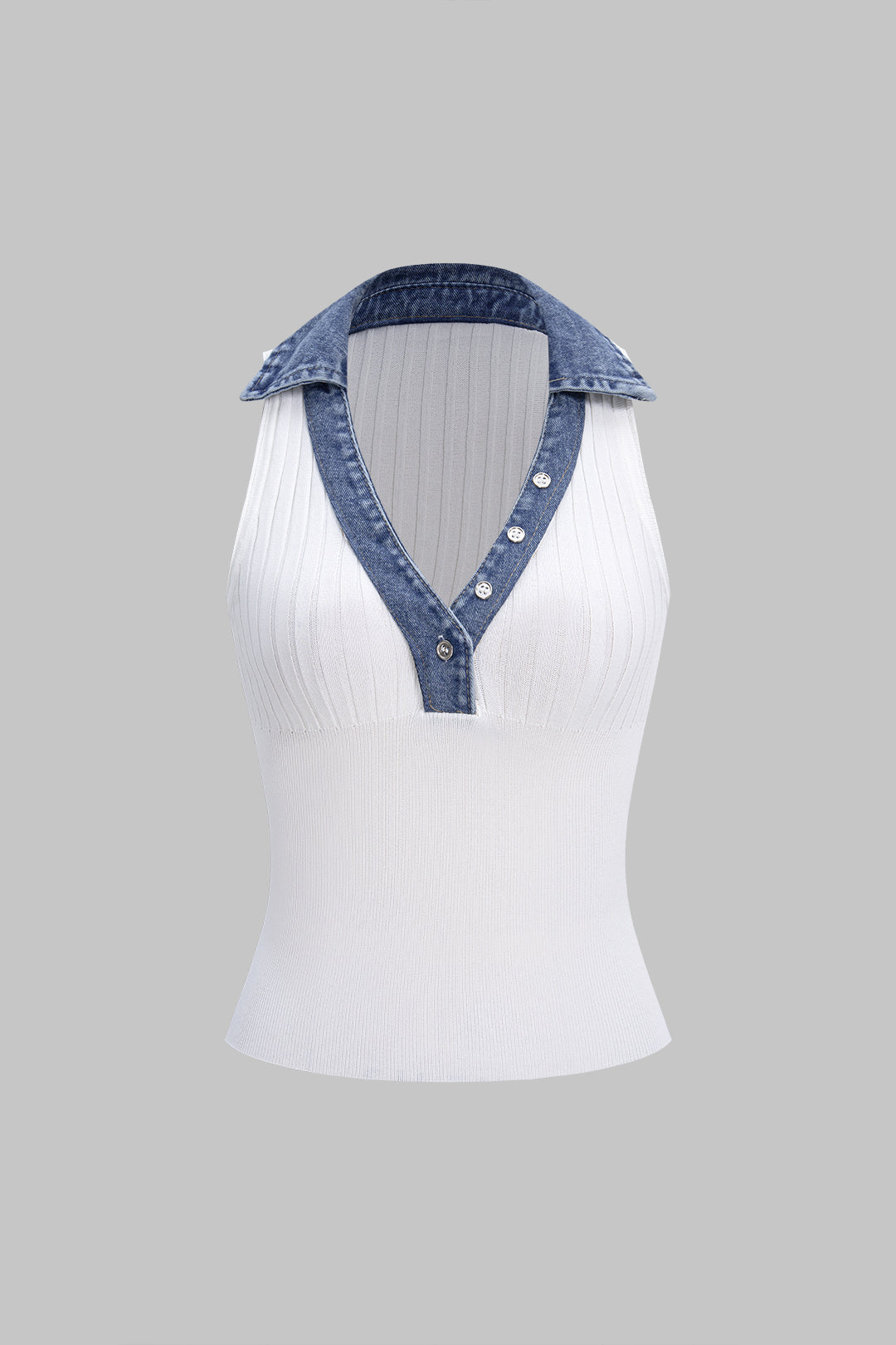 Patchwork V-Neck Tank Top