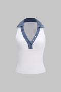 Patchwork V-Neck Tank Top