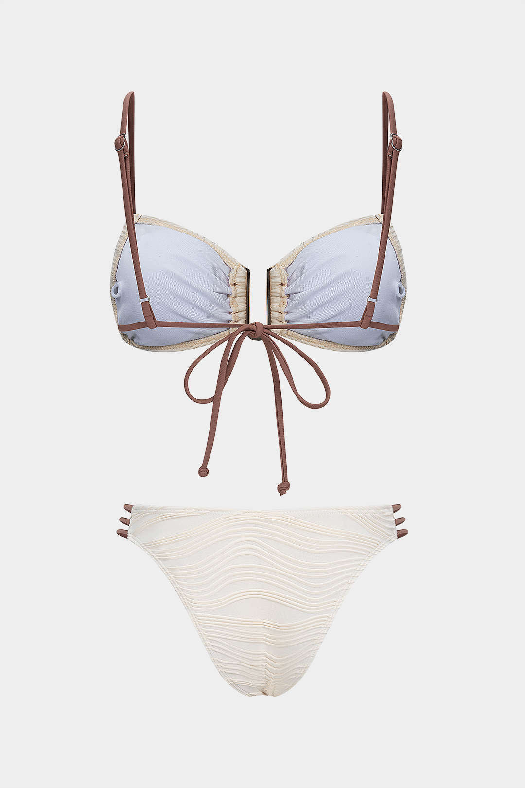 Contrast Tie-Up Bikini Set