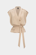 Linen Tie Front Asymmetrical Vest