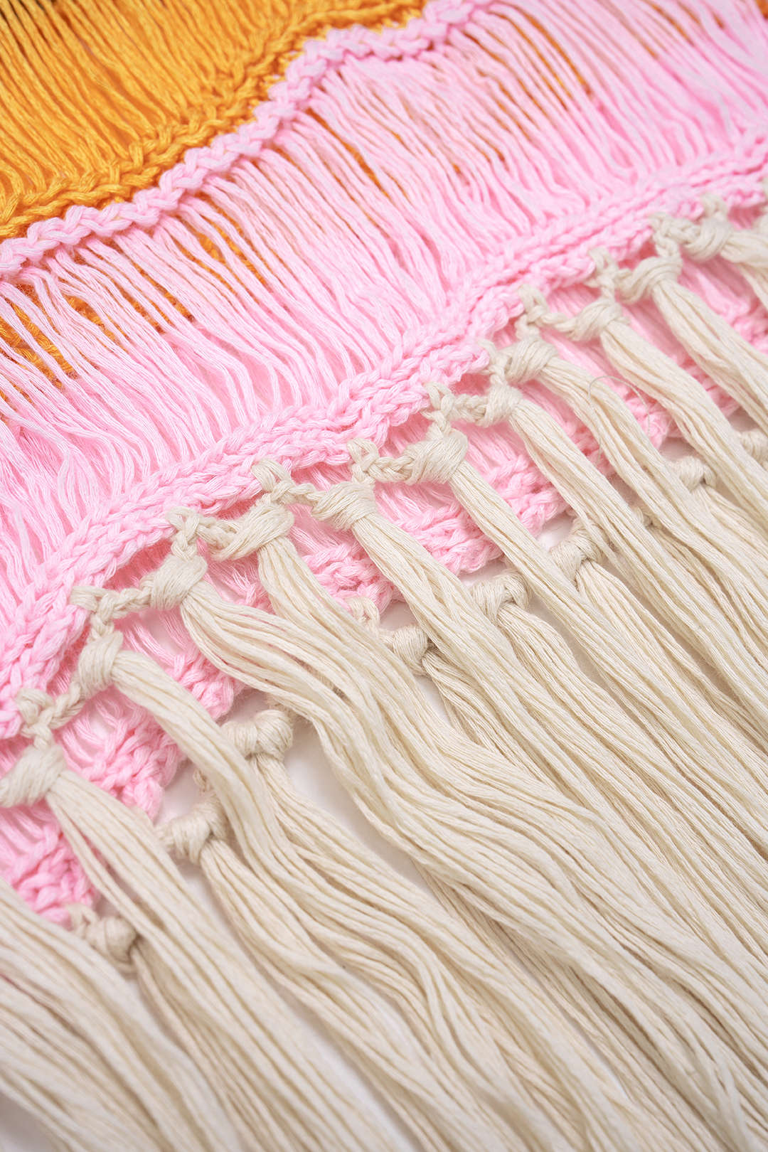 Knit Multicolor Round Neck Fringe Sleeveless Dress
