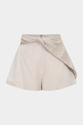 Linen Asymmetrical Twist Knot Zipper Shorts