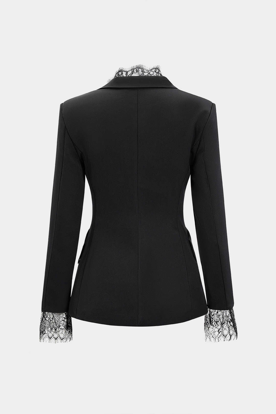 Lace Trim Notched Lapel Blazer
