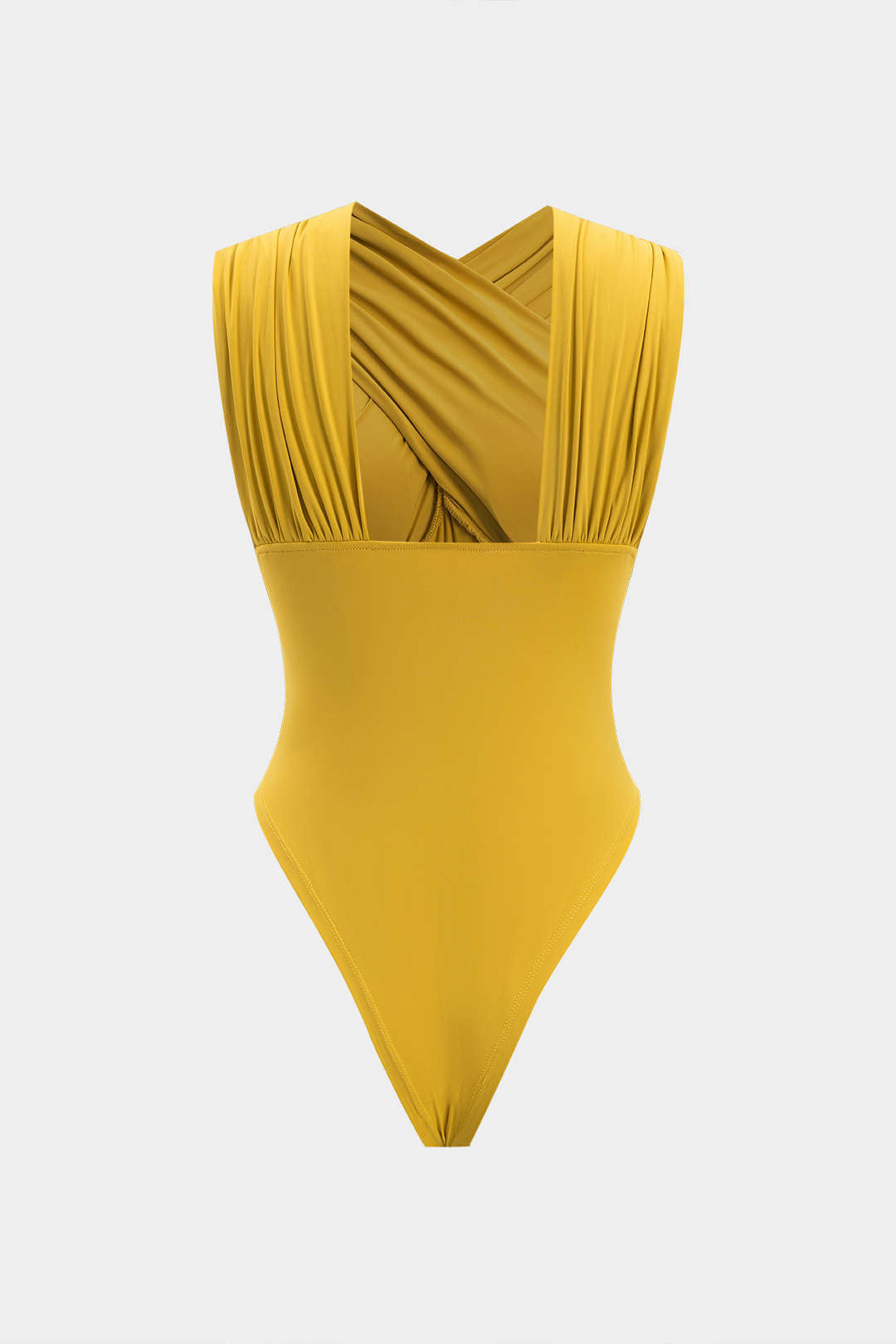 Ruched Crossed Backless Bustier Bodysuit