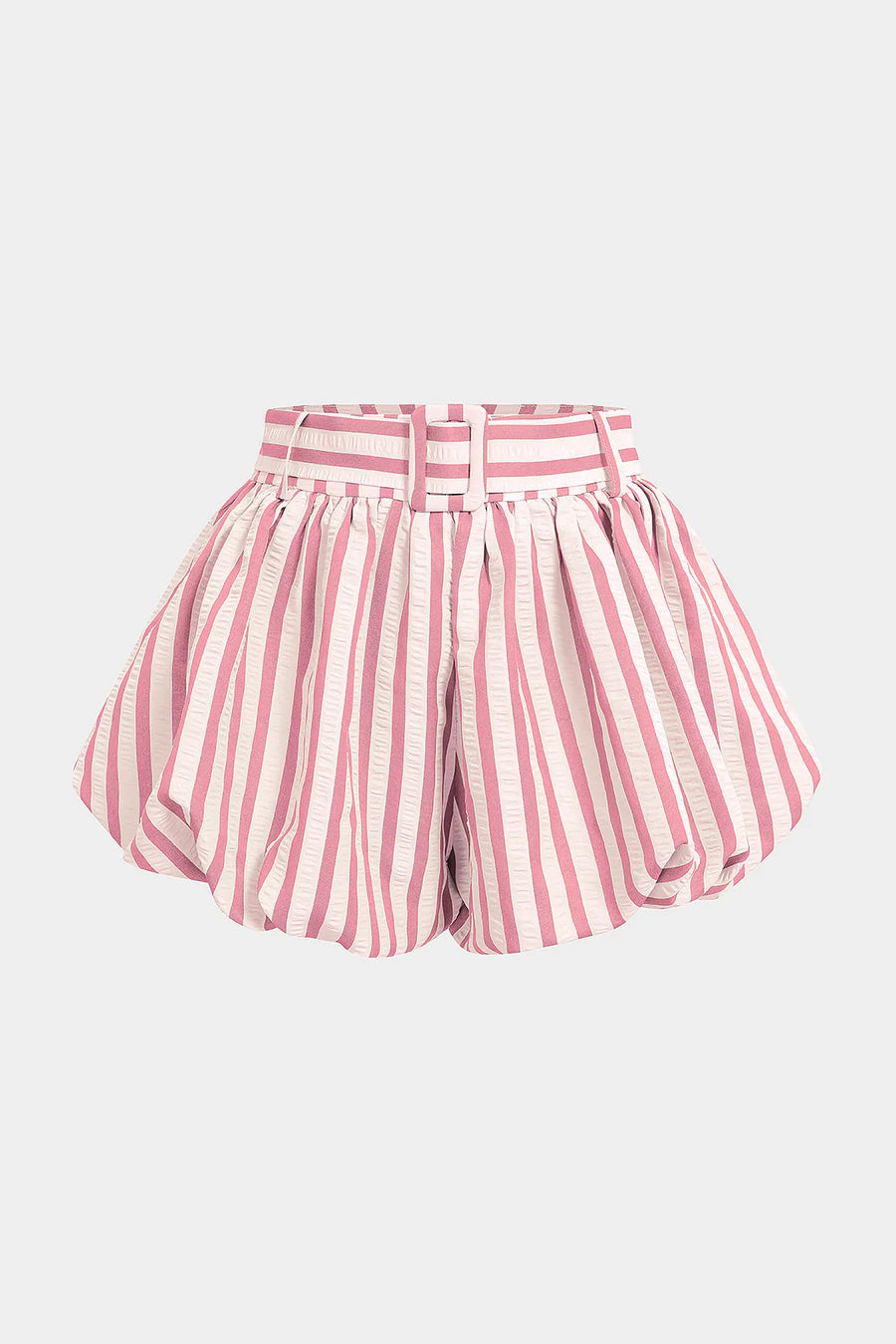Striped Textured Ruched Shorts