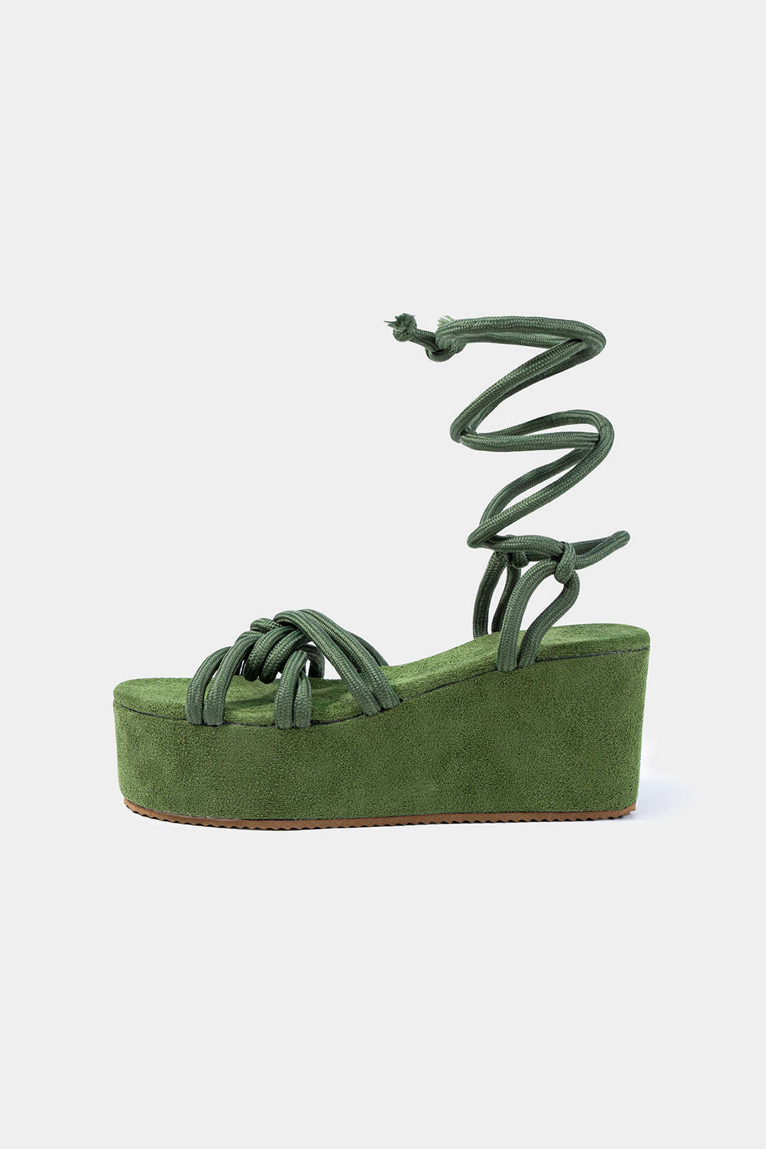 Tie-Up Open Toe Platform Flats Sandals
