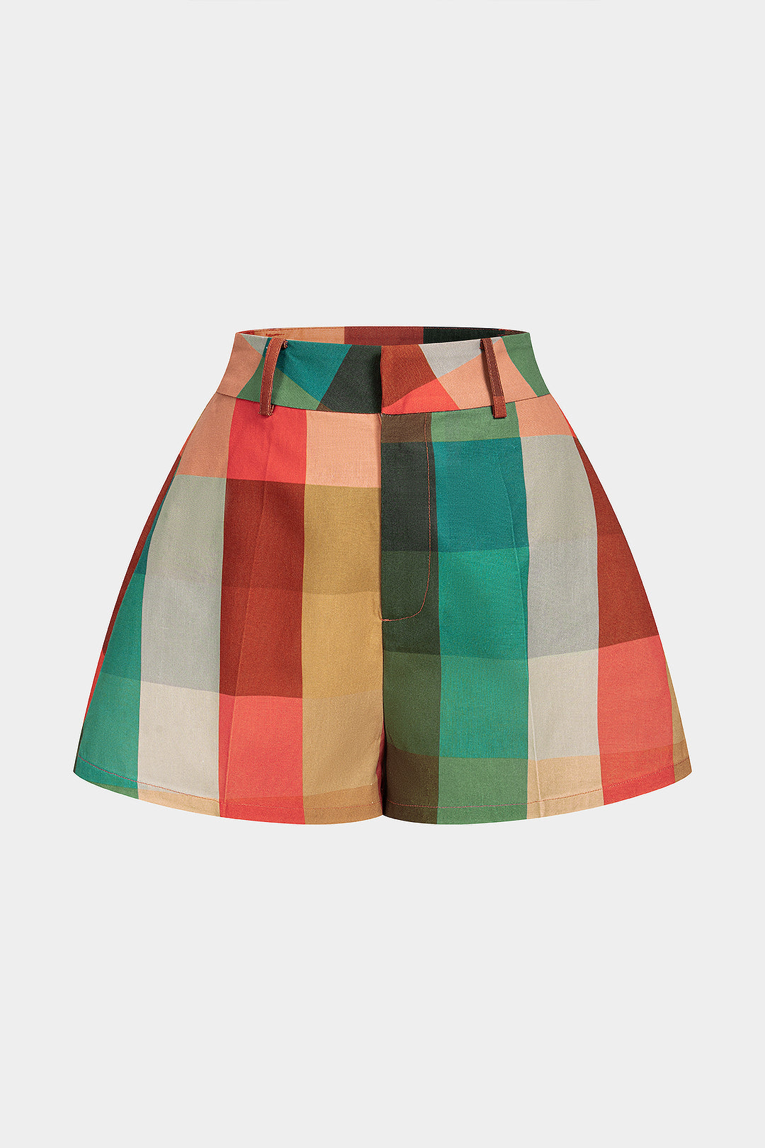Geometric Plaid Print Wide Leg Shorts