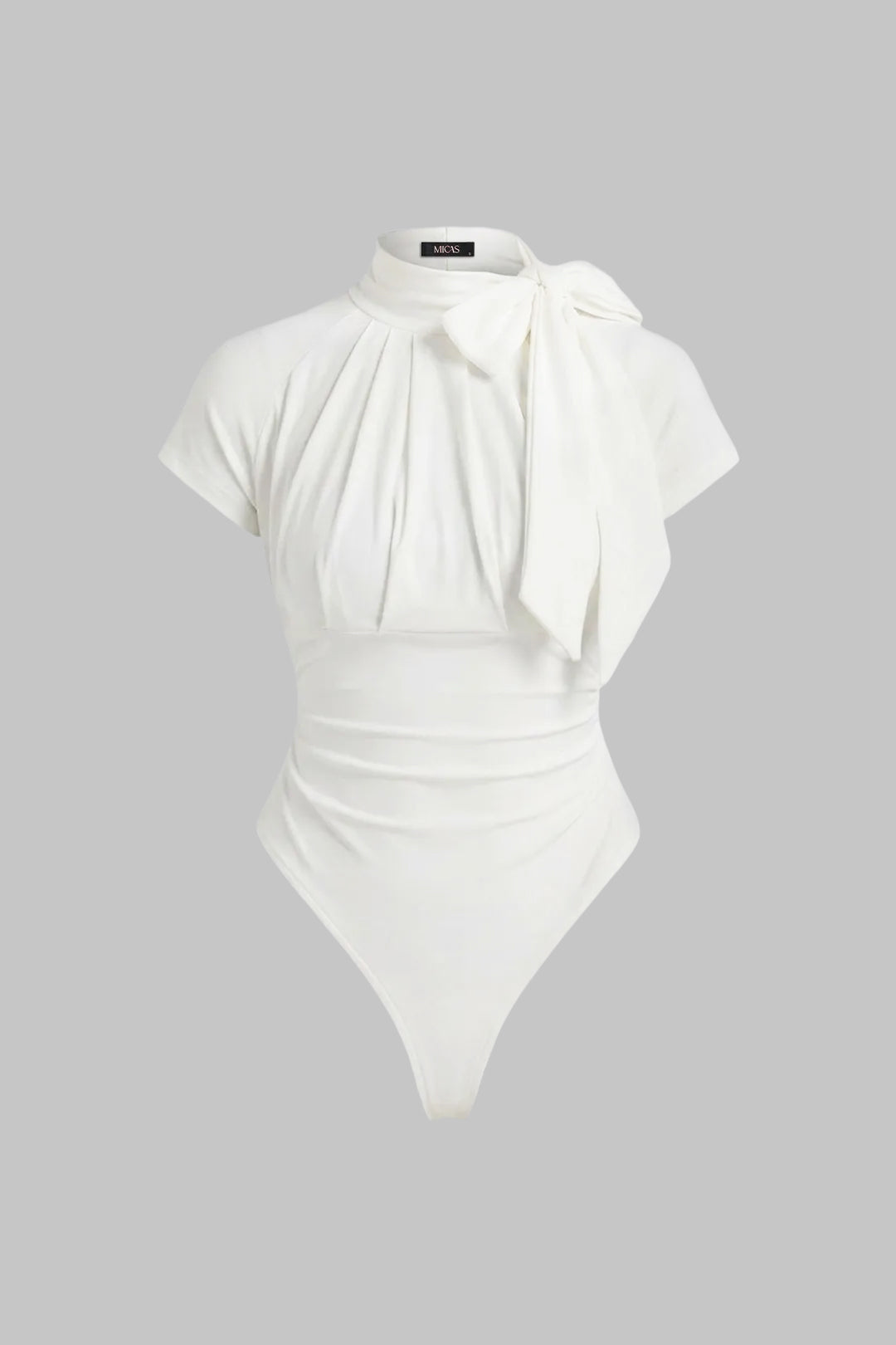 Solid Tie Front Short Sleeve Bodysuit