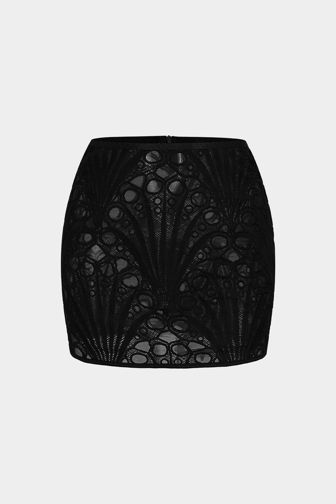 Embroidery Zipper Cut Out Mini Skirt