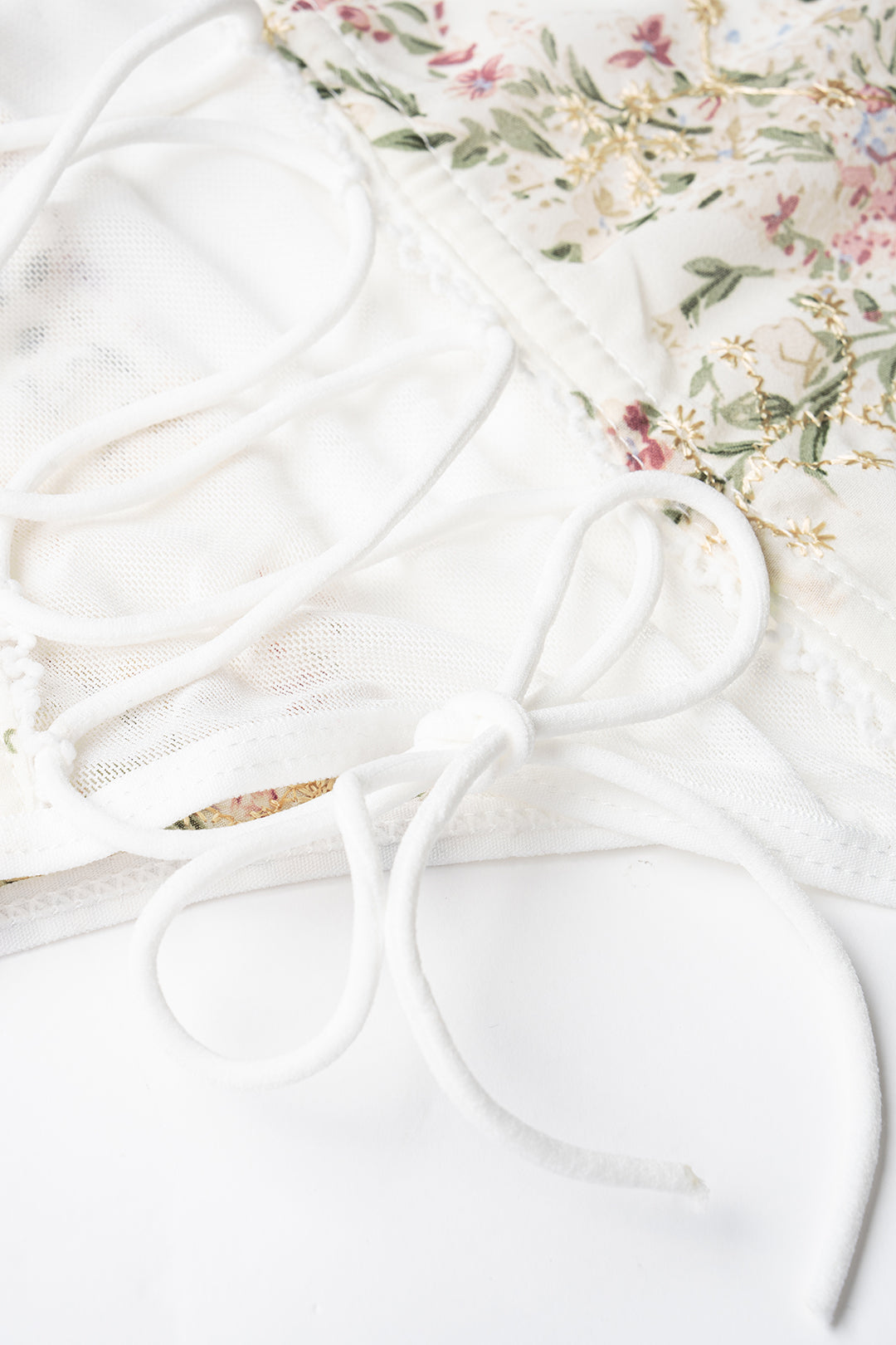Lace Patchwork Embroidery Strappy Bodysuit
