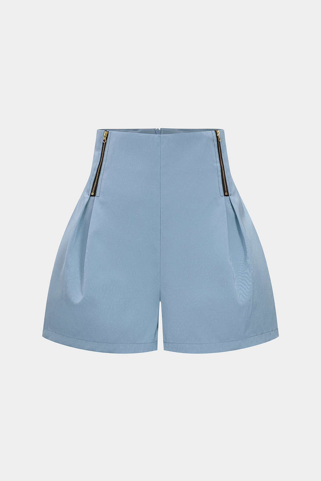 High Waist Ruched Zipper Shorts