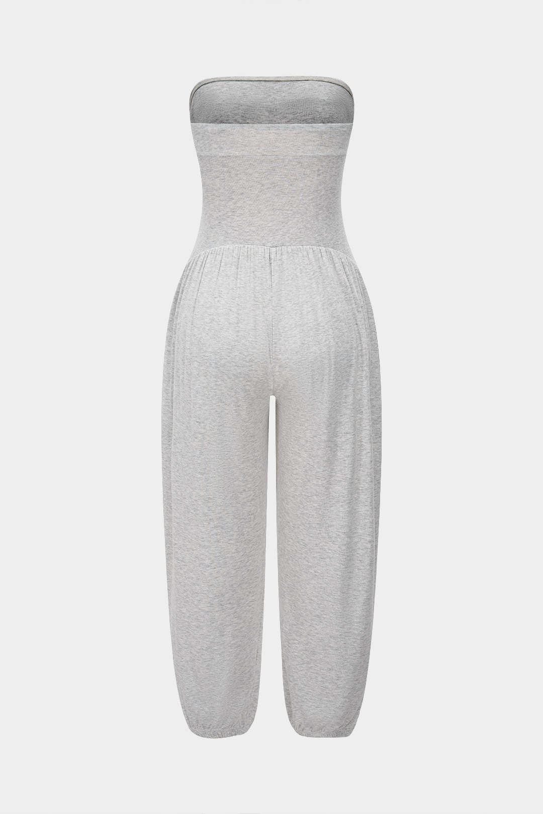 Solid Ruched Strapless Jumpsuit